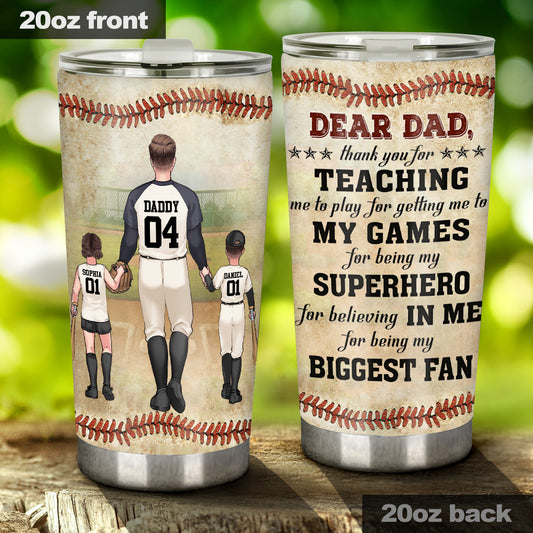 Thank You Dad My Biggest Fan - Personalized Baseball Tumbler