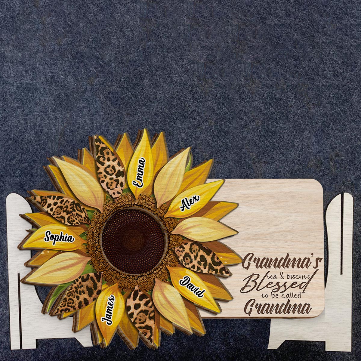 Grandma's Tea & Biscuits - Personalized Grandma 2 Layered Wood Sign