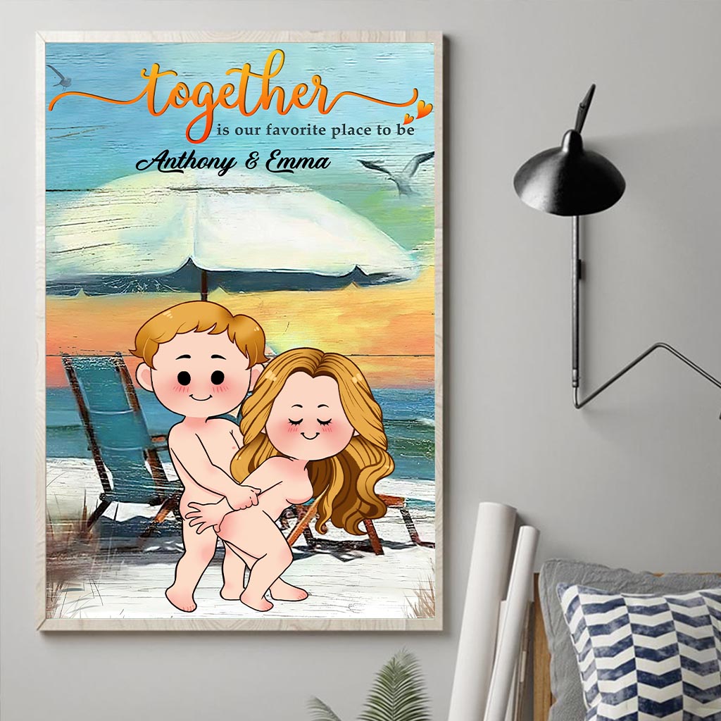 Together Is Our Favorite Place To Be - Personalized Couple Canvas And Poster
