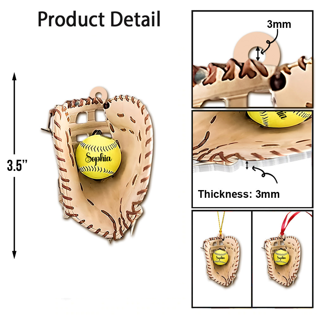 Love Baseball - Personalized Softball Ornament
