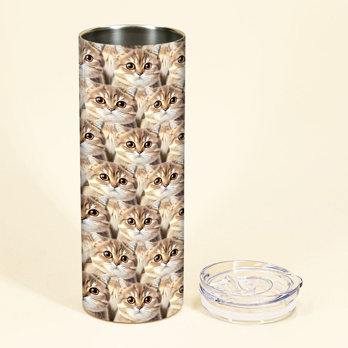 Cute Cat Dog Pet Photo Pattern - Gift for cat lovers, dog lover - Personalized Skinny Tumbler
