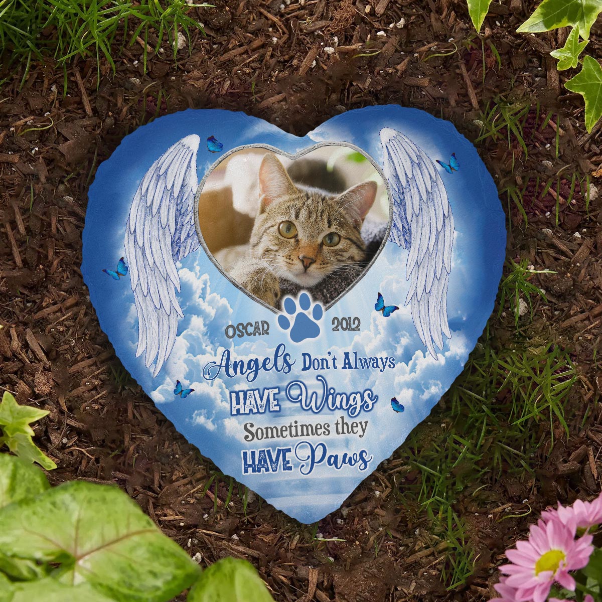Angels Have Paws - Personalized Dog Heart Shaped Stone