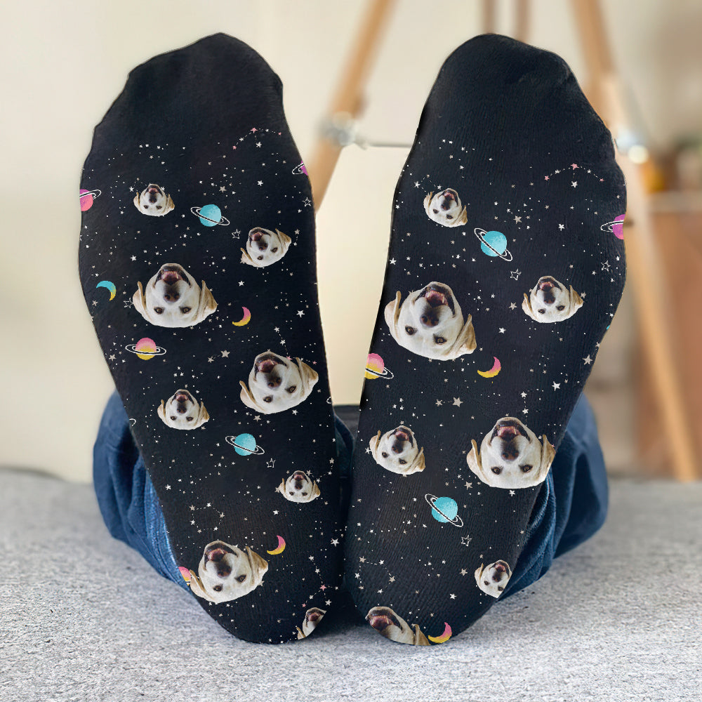 Custom Face Galaxy - Personalized Dog Socks
