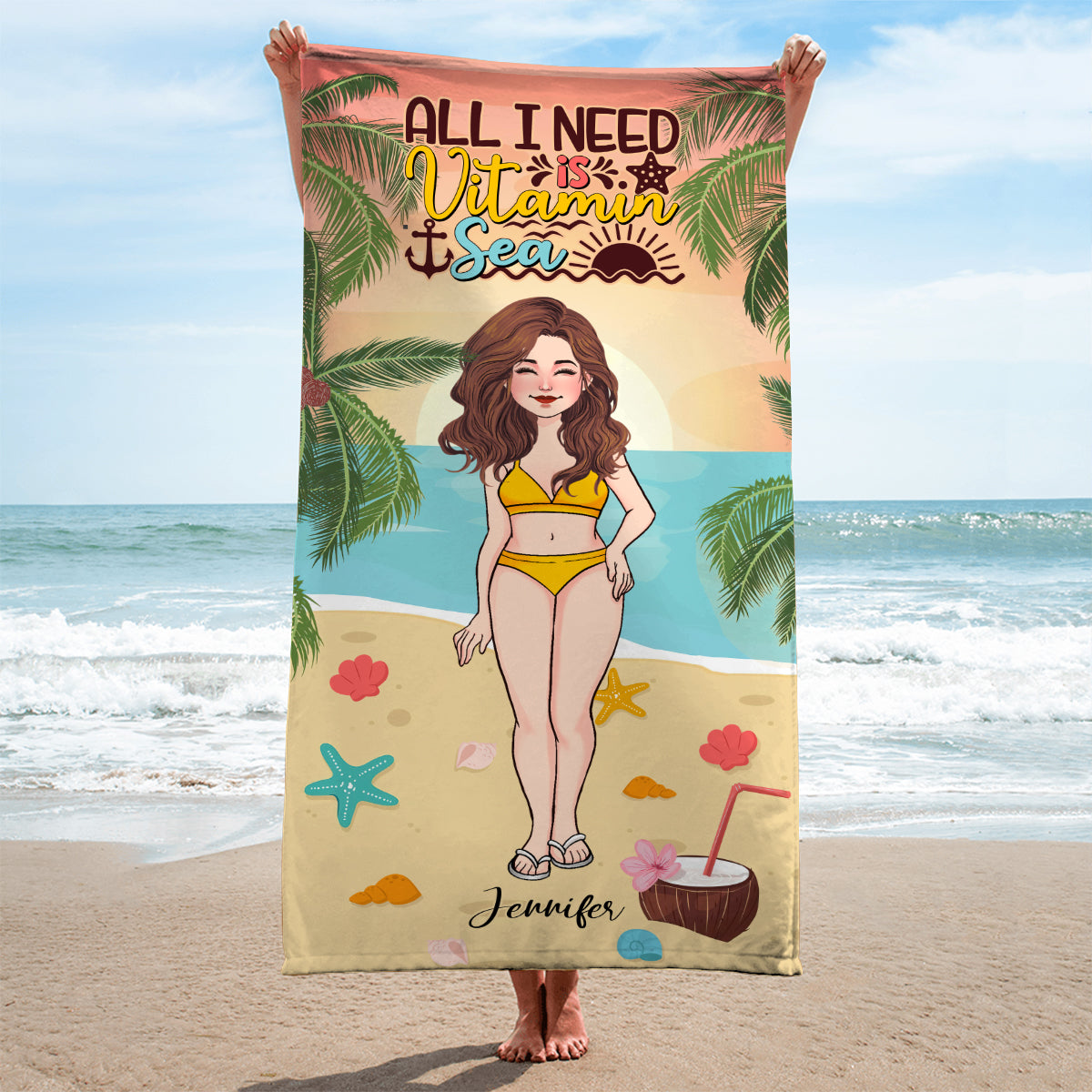 Salt In The Air Sand In My Hair - Personalized Sea Lover Beach Towel
