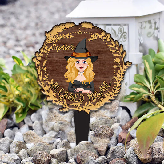 Blessed Home - Personalized Witch Acrylic Garden Sign
