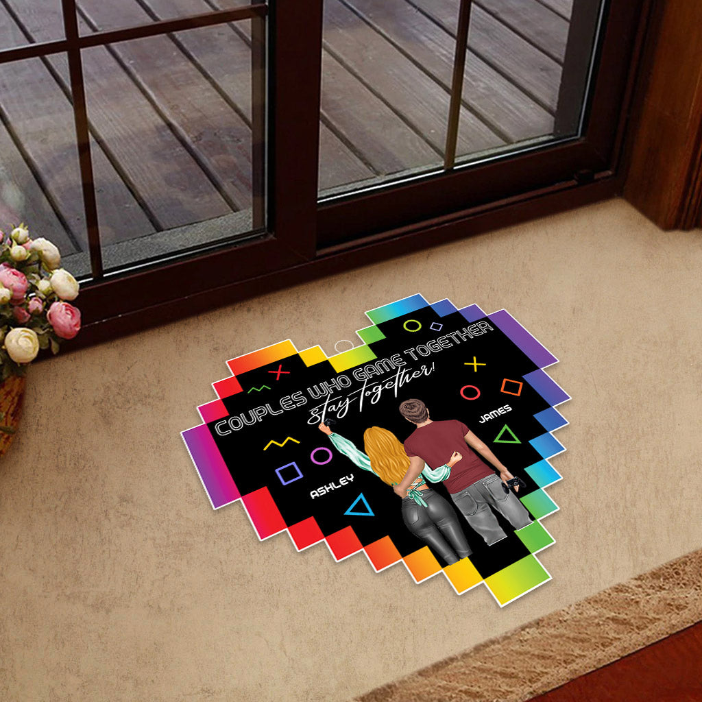 Couples Who Game Together Stay Together - Personalized Video Game Shaped Doormat
