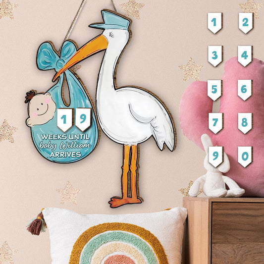 Baby Coming - Personalized Newborn Interchangeable Seasonal Wood Sign