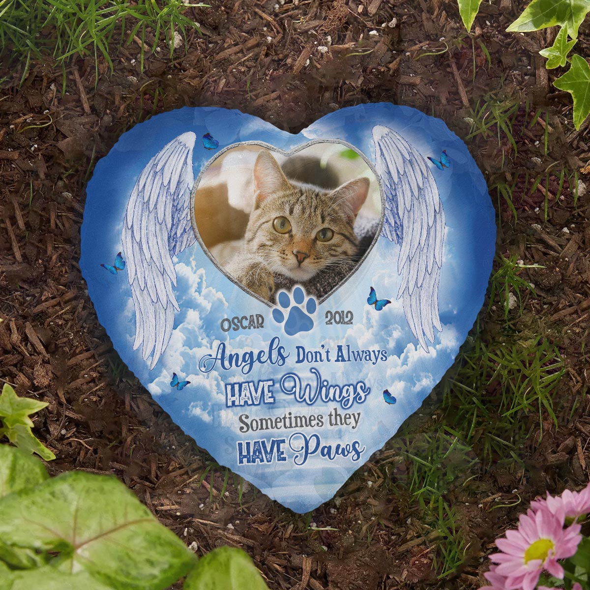 Angels Have Paws - Personalized Dog Heart Shaped Stone