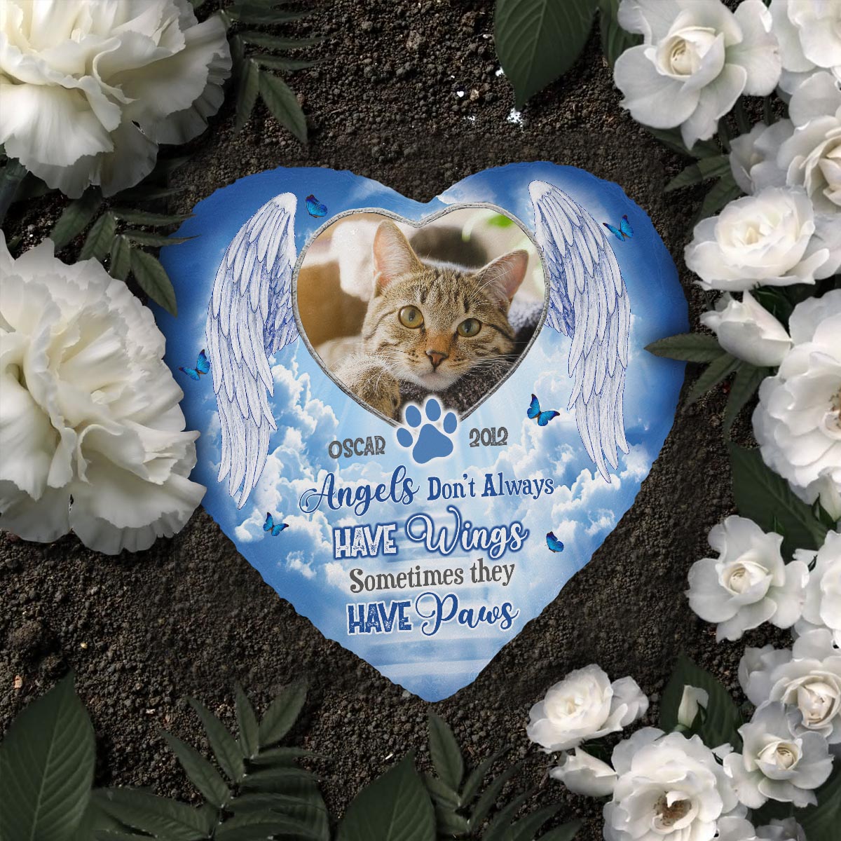 Angels Have Paws - Personalized Dog Heart Shaped Stone