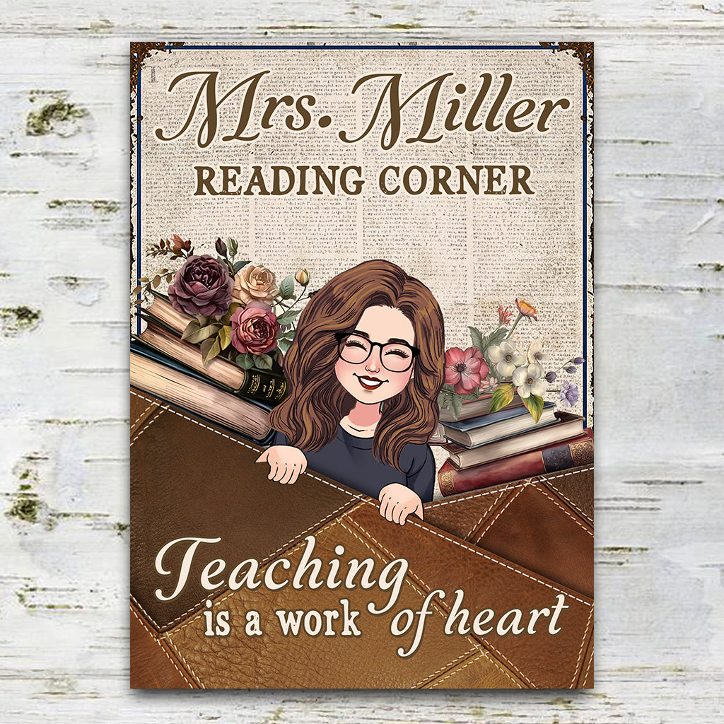 Teaching is a work of heart - Personalized Teacher Rectangle Metal Sign