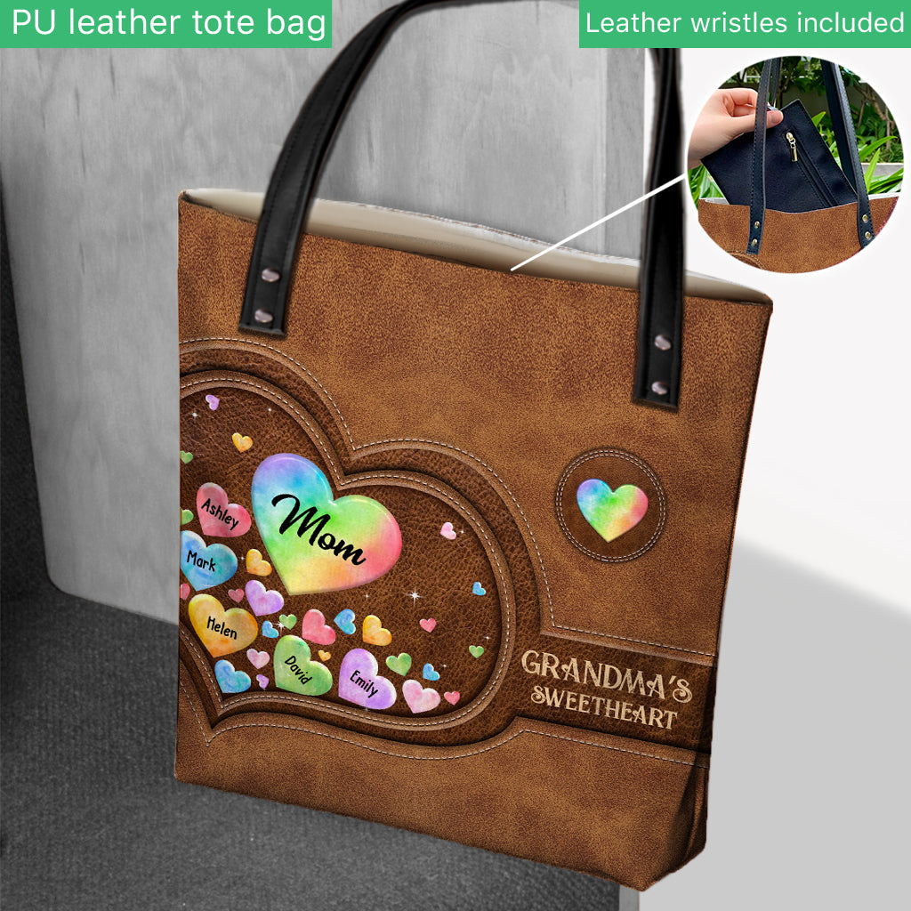 Colorful Heart Of Grandma Mother - Gift for grandma, grandma, mom - Personalized Tote Bag