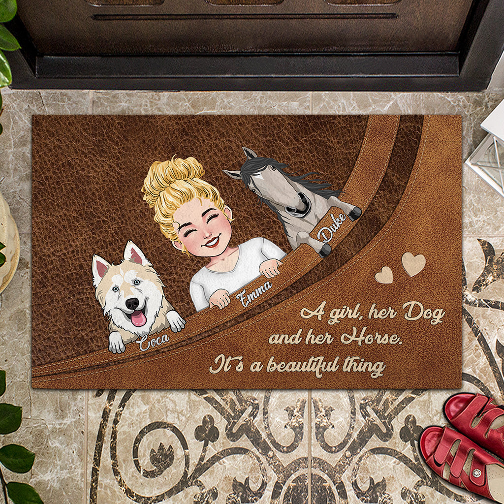 What A Beautiful Thing - Horse gift for dog lover, cat lover - Personalized Doormat
