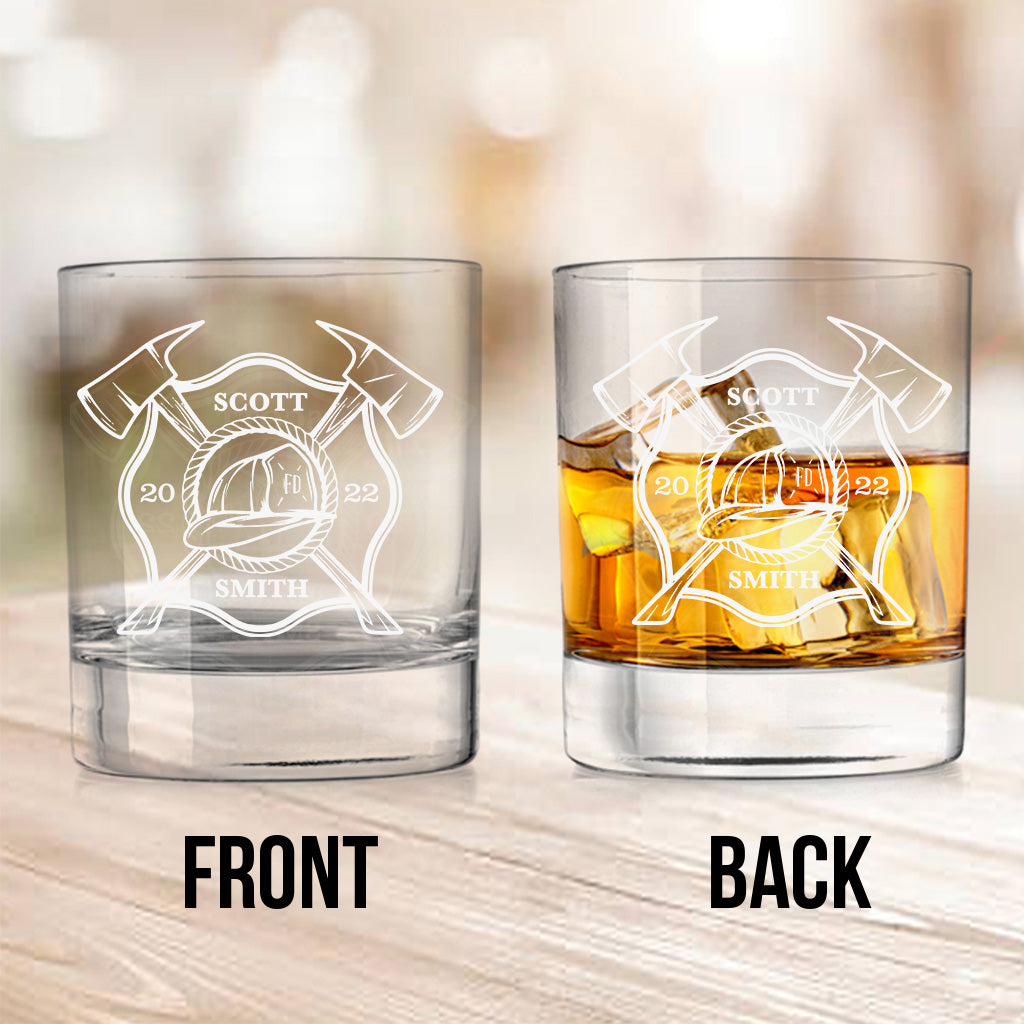 Firefighter Life - Personalized Firefighter Rock Glass