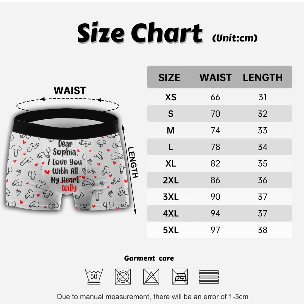 I Love You With All My Willy - Personalized Couple Men Boxer Briefs