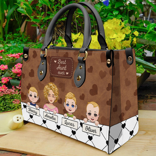 Best Grandma Ever - Gift for grandma, mom, aunt - Personalized Leather Handbag