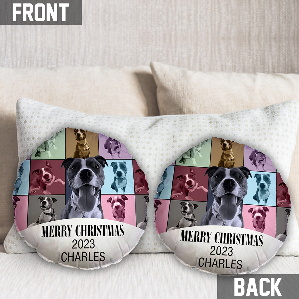 Merry Christmas Version - Personalized Dog Shaped Pillow