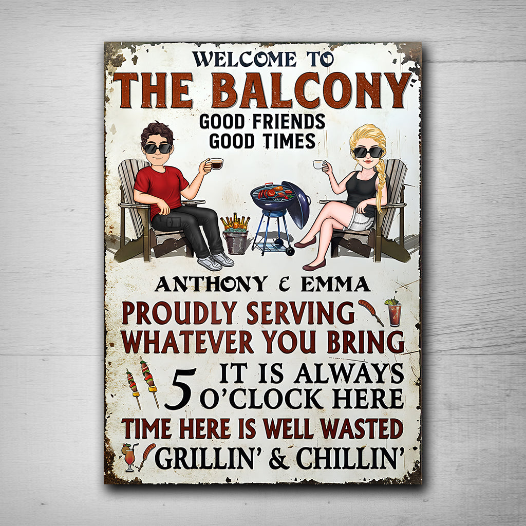 Welcome To Our Patio Bar - Personalized Backyard Rectangle Metal Sign
