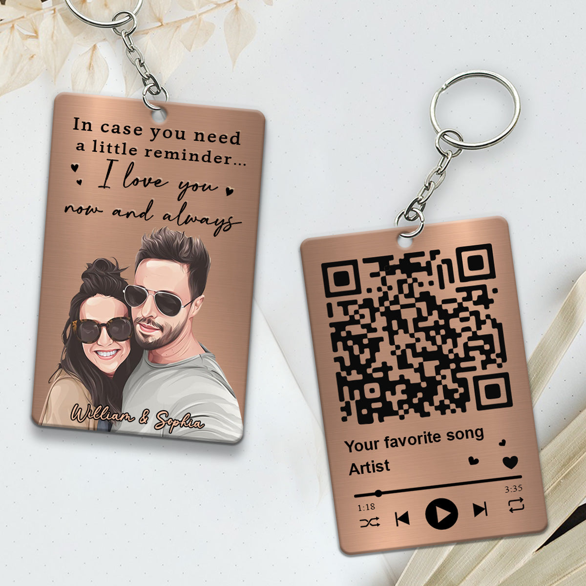 I Love You Now And Always - Personalized Couple Keychain