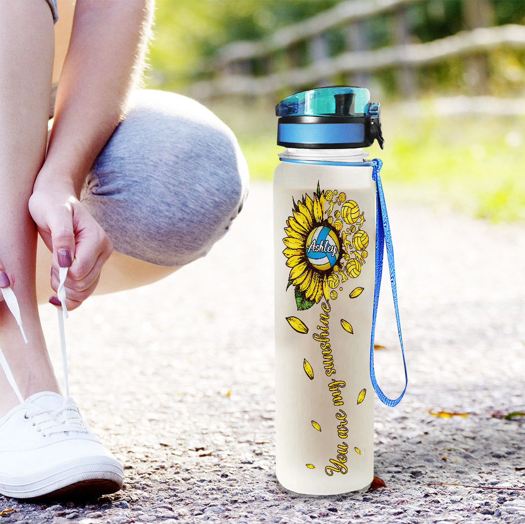 You Are My Sunshine Volleyball - Personalized Volleyball Water Tracker Bottle
