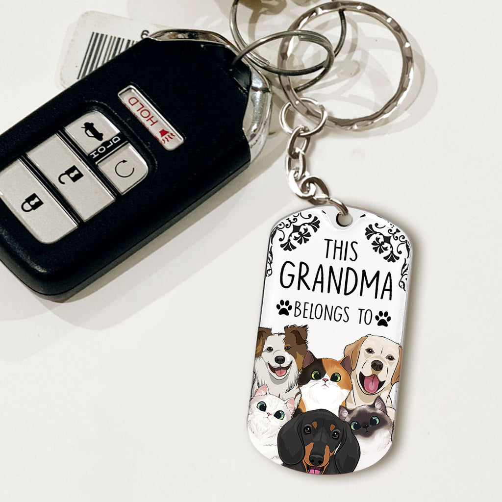 This Human Belongs To - Dog gift for cat lover - Personalized Stainless Steel Keychain