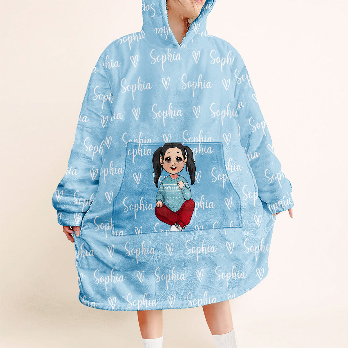 Merry Christmas Kids - Personalized Kid Blanket Hoodie