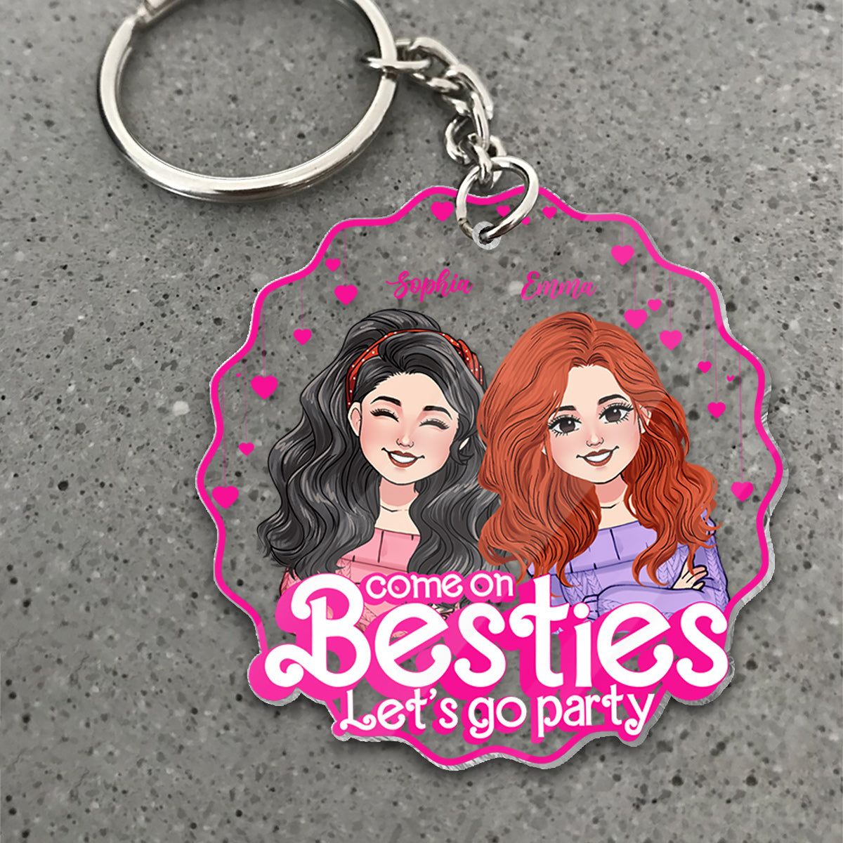 Come On Besties Let's Go Party - Gift for friend - Personalized Transparent Keychain