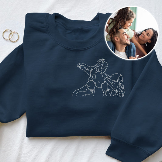Custom Line Art - Personalized Family Embroidered Sweater