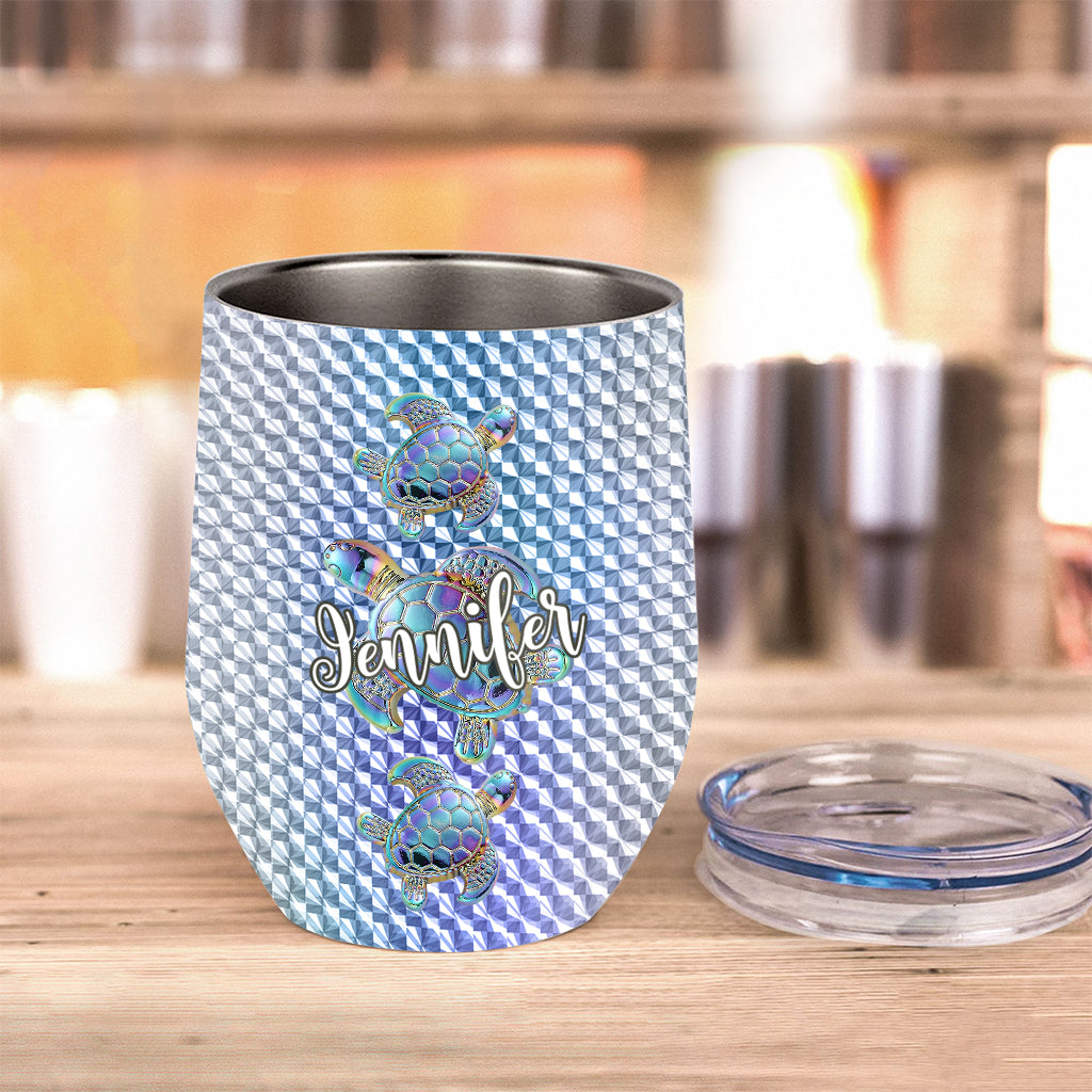 Salty Lil Beach - Personalized Turtle Wine Tumbler
