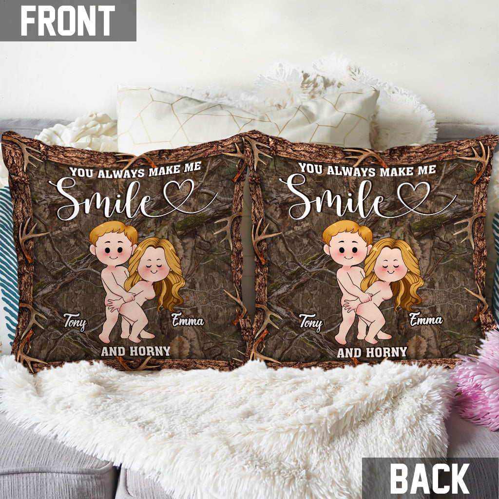 You Make Me Smile - Personalized Hunting Throw Pillow