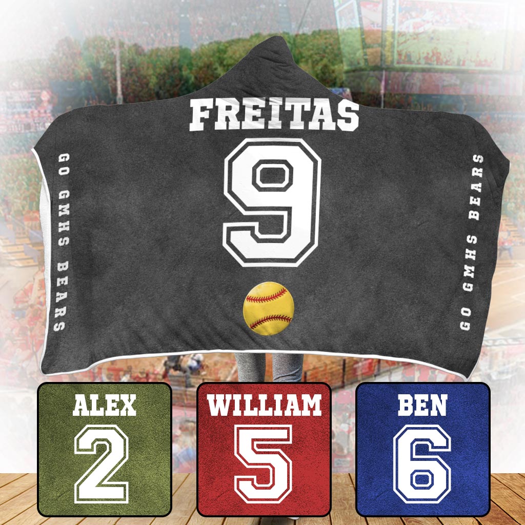 Sport Lovers Go Team - Personalized Softball Hooded Blanket