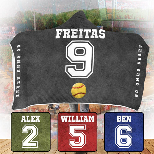 Sport Lovers Go Team - Personalized Softball Hooded Blanket