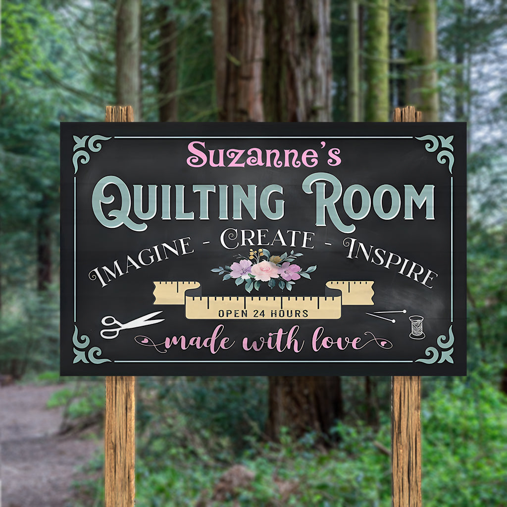 Quilting Room - Personalized Quilting Rectangle Wood Sign