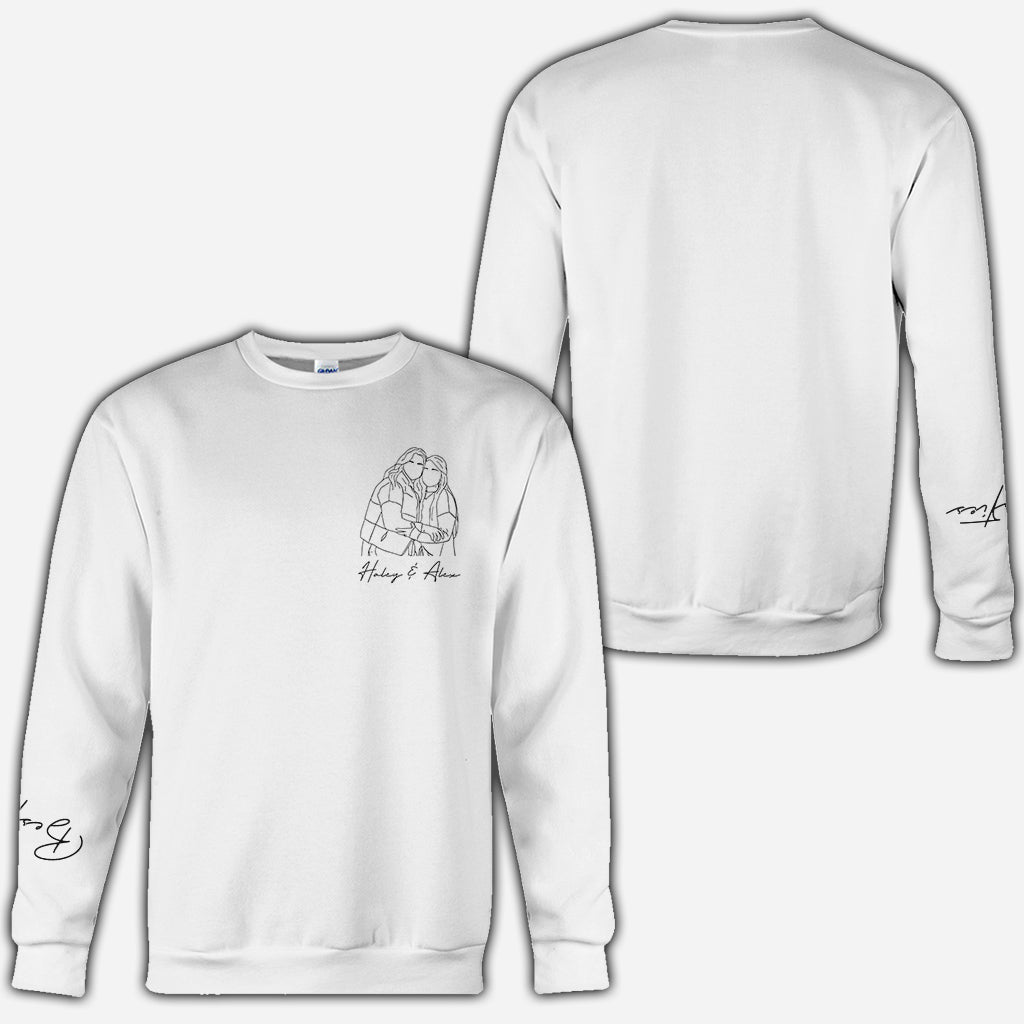 Besties Line Art - Personalized Bestie All Over Shirt