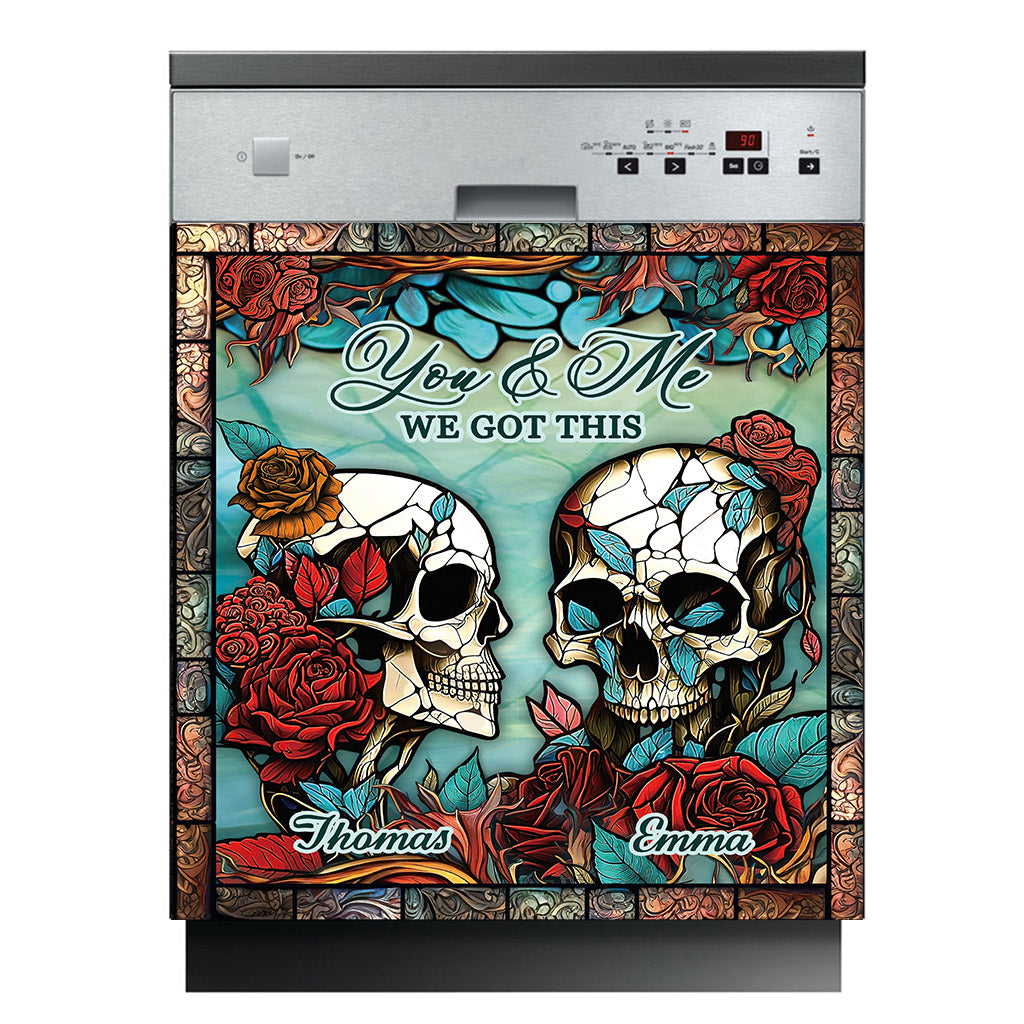 Skull Couple - Skull gift for husband, wife, boyfriend, girlfriend - Personalized Dishwasher Cover