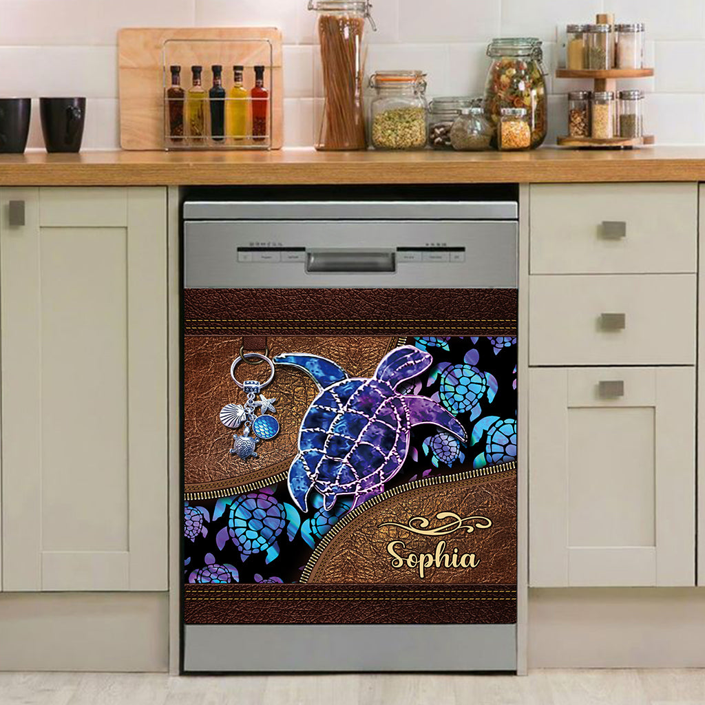 Salty Lil' Beach - Personalized Turtle Dishwasher Cover
