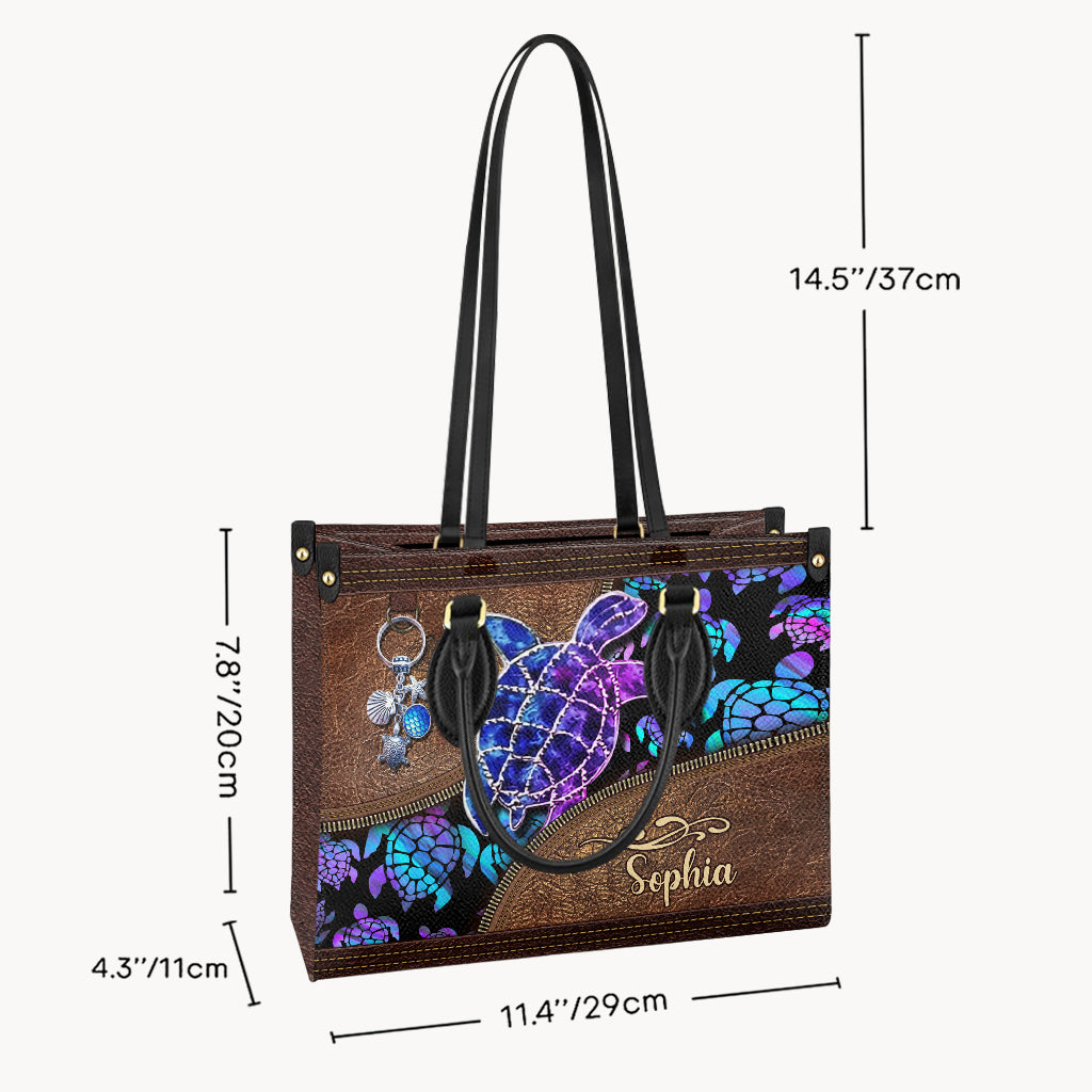 Salty Lil' Beach - Personalized Turtle Leather Handbag