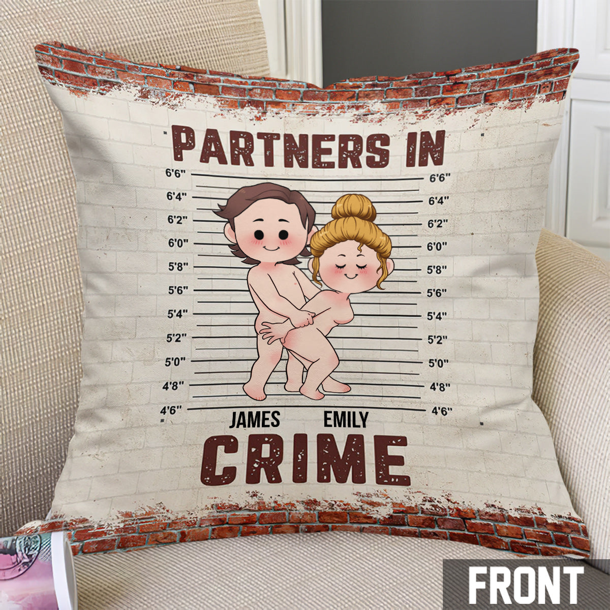 Partner In Crime - Personalized Couple Throw Pillow