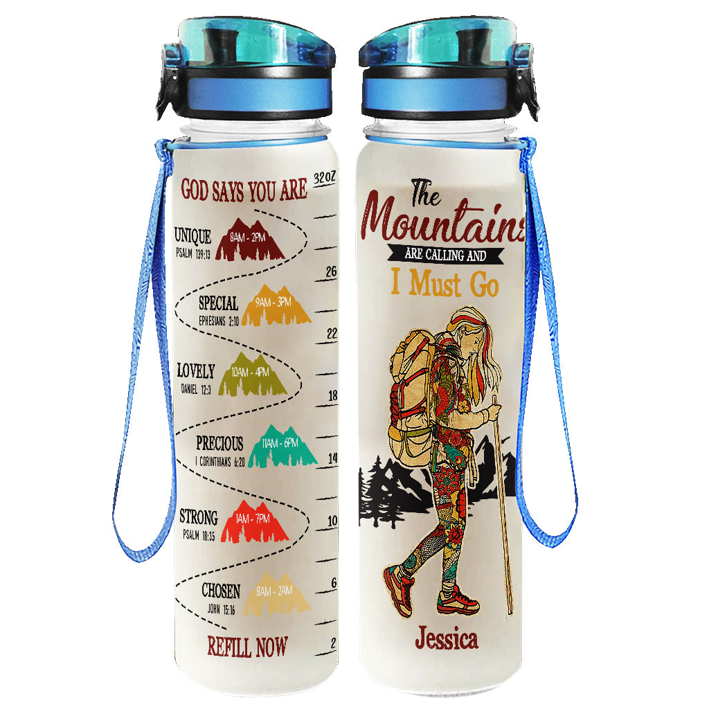 The Mountains - Personalized Hiking Water Tracker Bottle