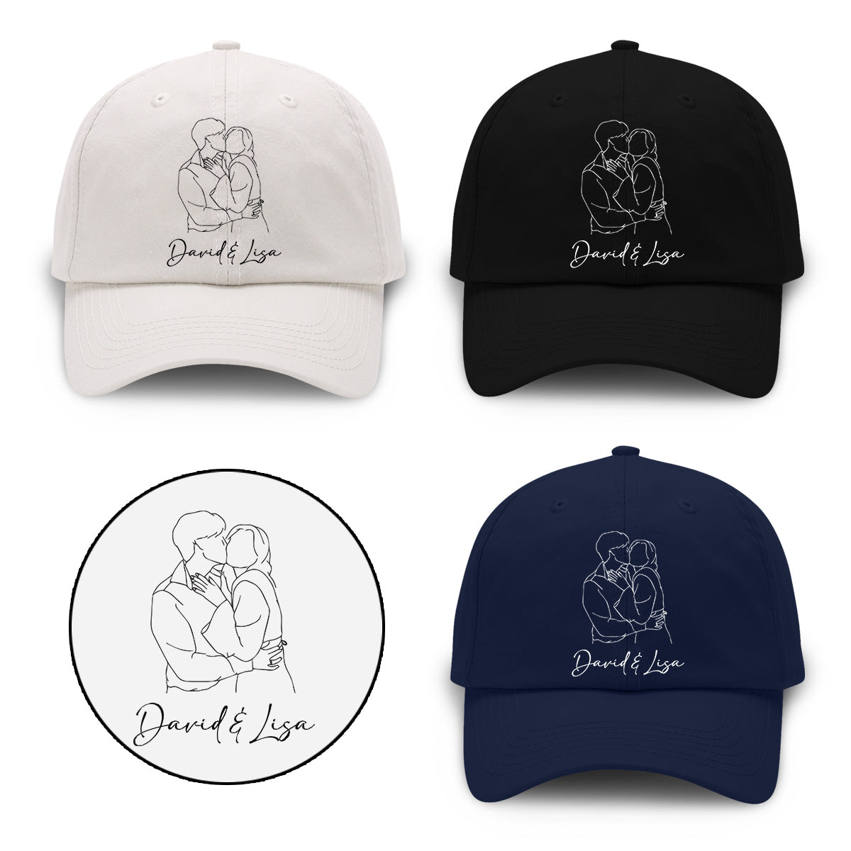 Custom Photo - Personalized Couple Embroidered Classic Cap