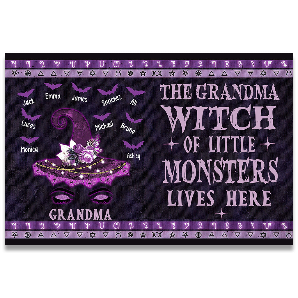 The Grandma Witch of Little Monsters Lives Here - Personalized Grandma Doormat