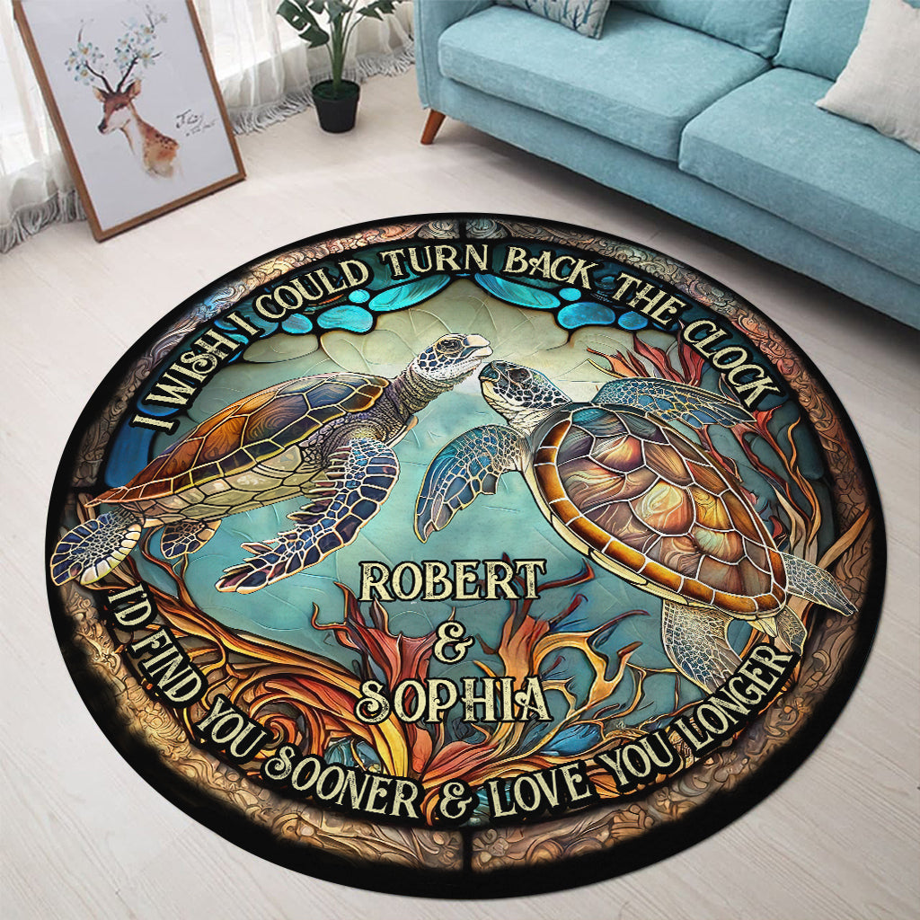 Turn Back The Clock - Personalized Turtle Round Rug