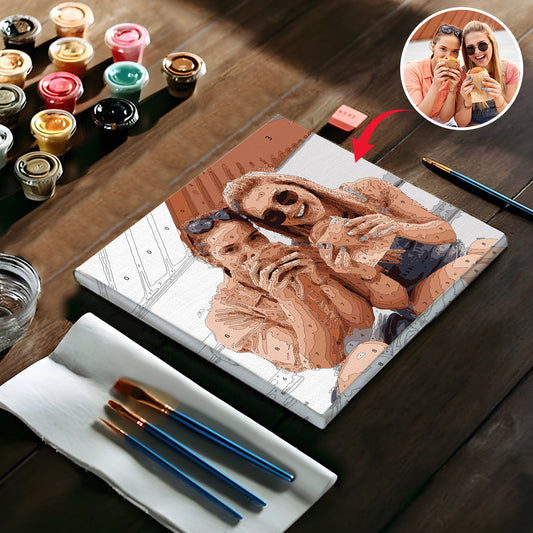 Custom Photo - Personalized Sibling Paint By Numbers Kit