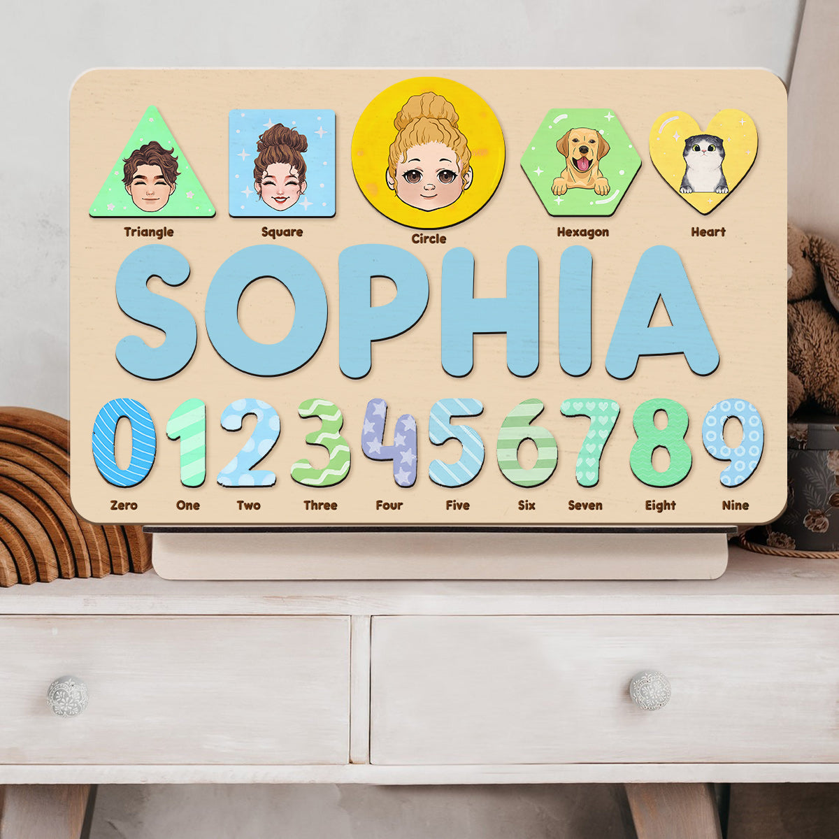 Algebraic Wooden Name Puzzle - Personalized Kid Name Puzzle