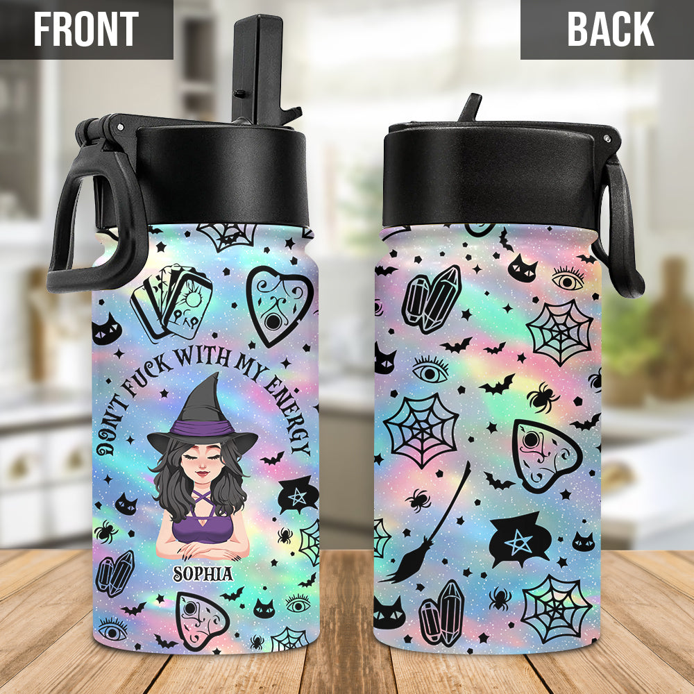 Don't F With My Energy - Personalized Witch Kids Water Bottle