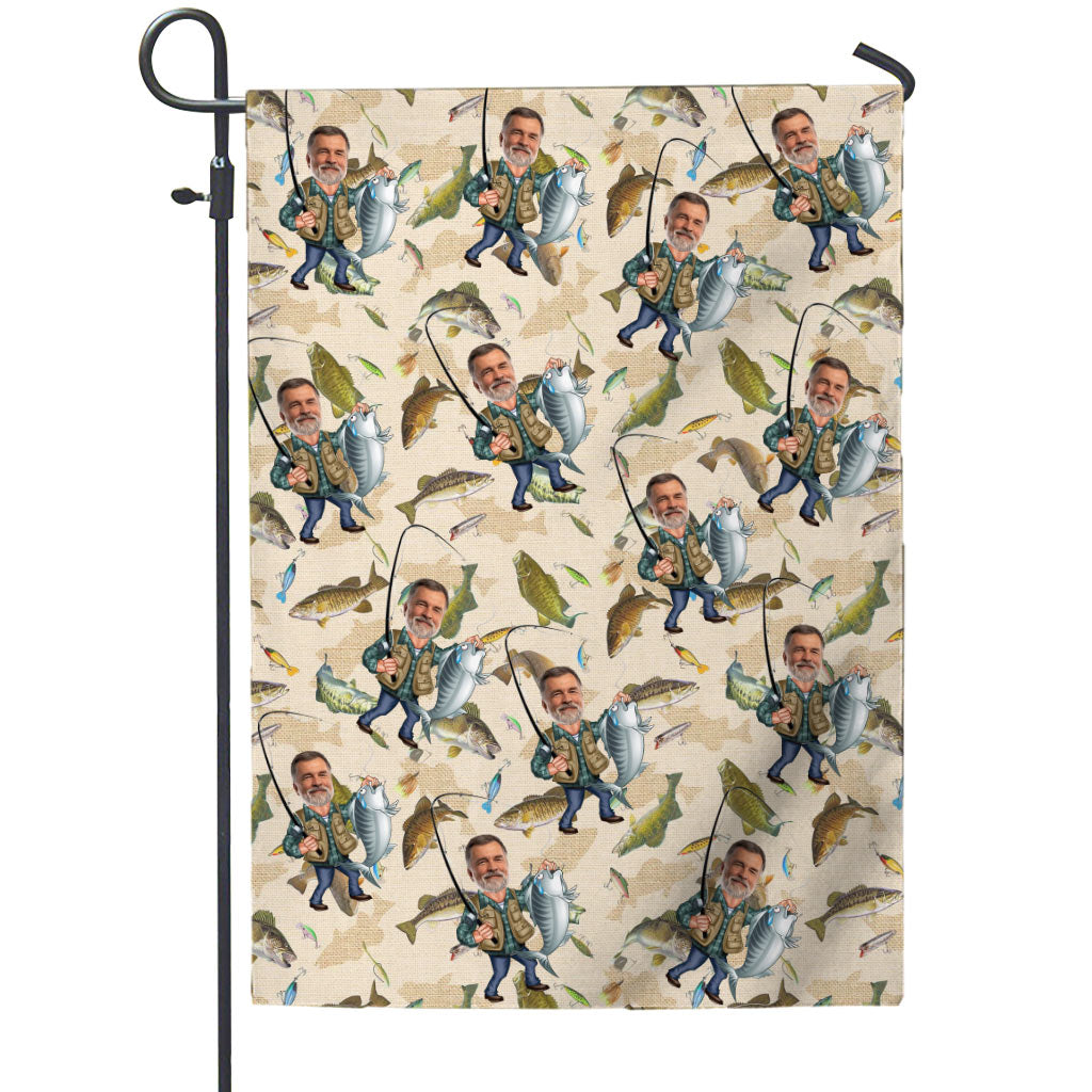 Photo Inserted Funny Fishing - Personalized Fishing Garden Flag