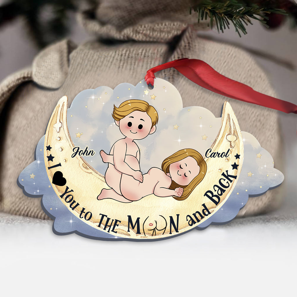 I Love You To The Moon And Back - Personalized Couple Ornament