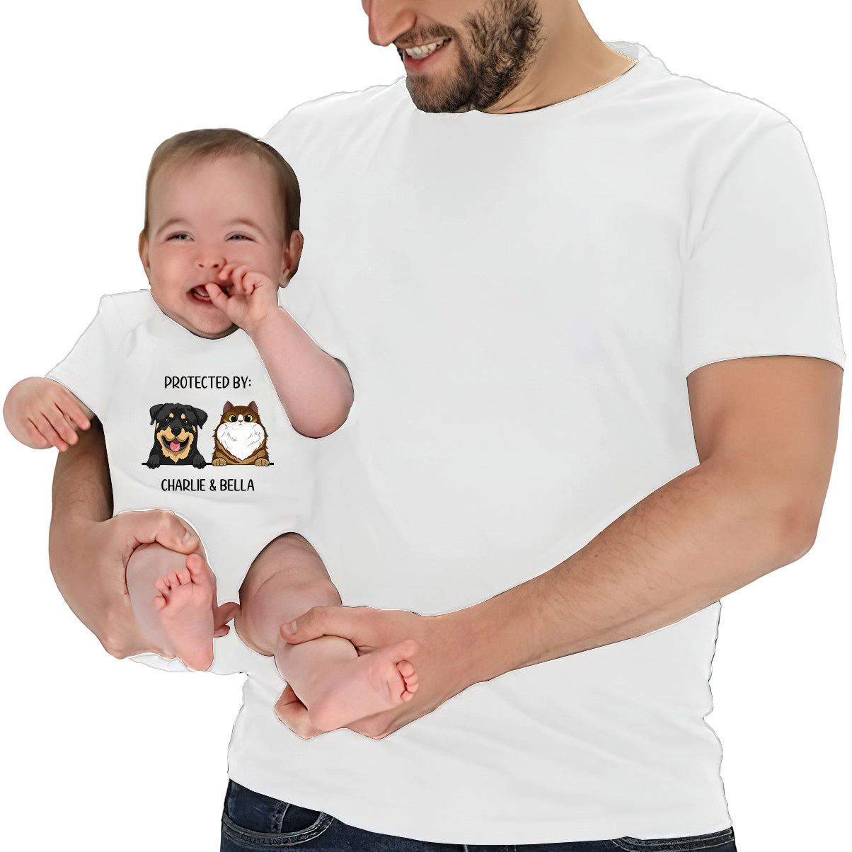 Baby Protected By - Personalized Dog Baby Onesie