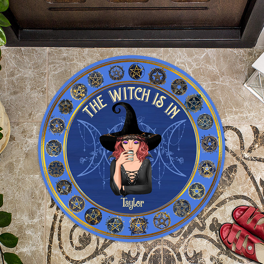 The Witch Is In - Personalized Witch Shaped Doormat