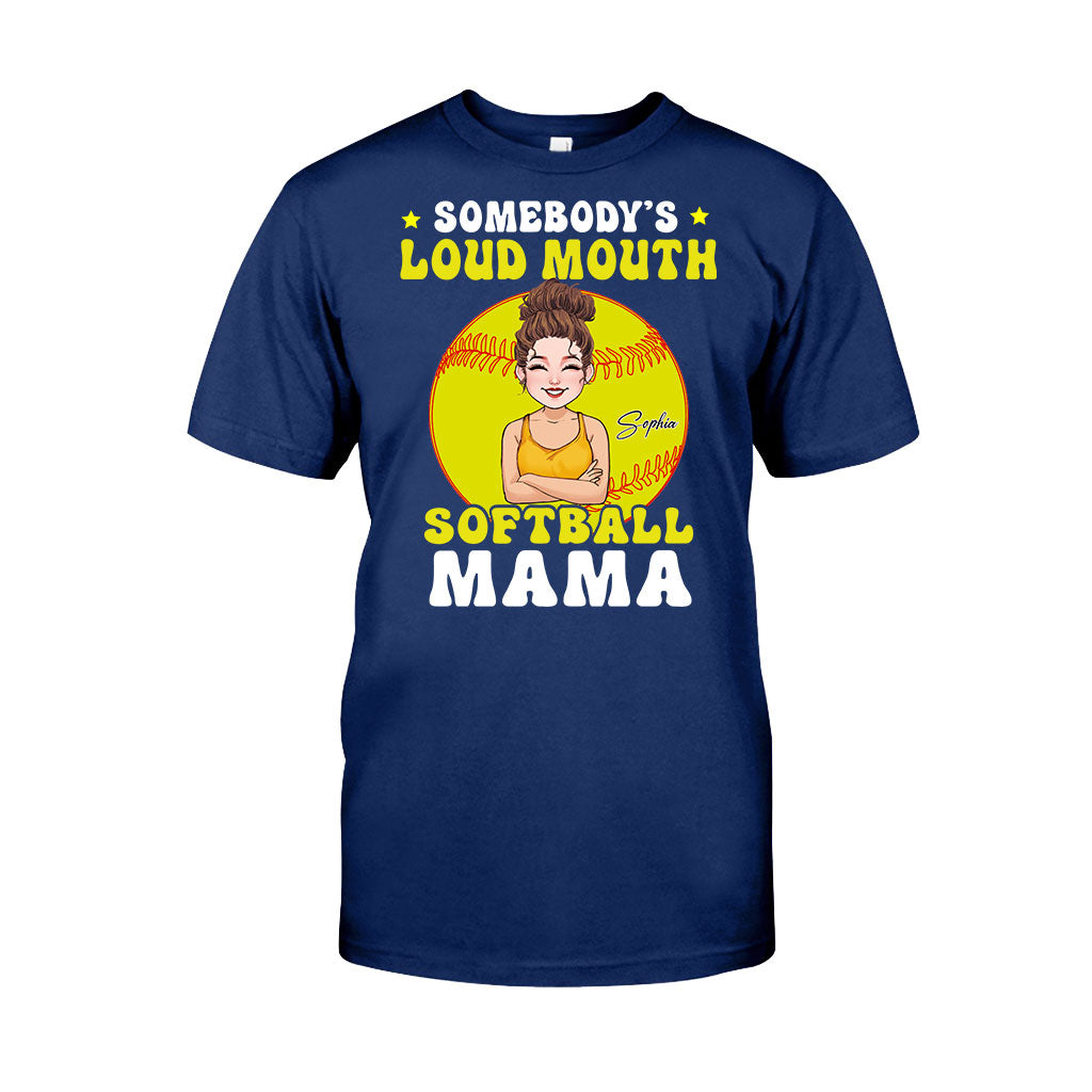 Loud Mouth Softball Mama - Personalized Softball T-shirt And Hoodie