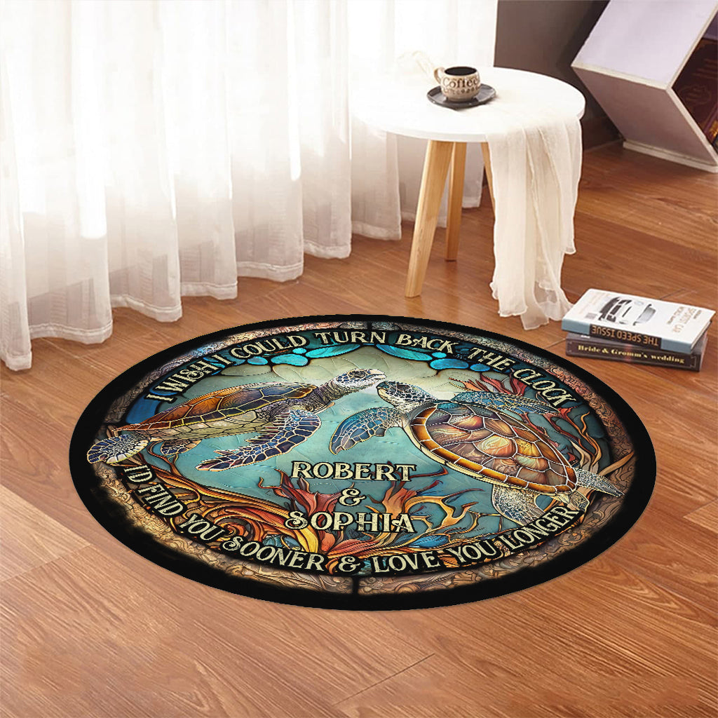 Turn Back The Clock - Personalized Turtle Round Rug